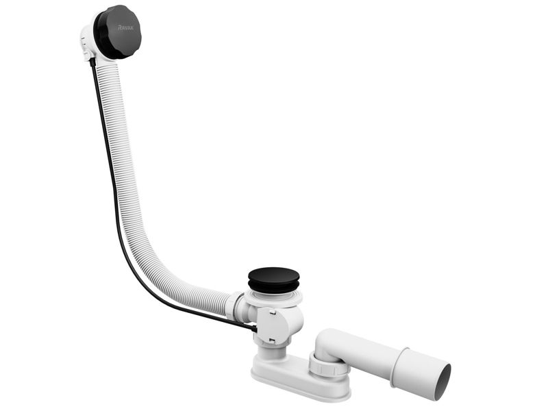 Syfon wannowy Ravak z przelewem 570 mm sterowanie cięgnem czarny mat 1 szt