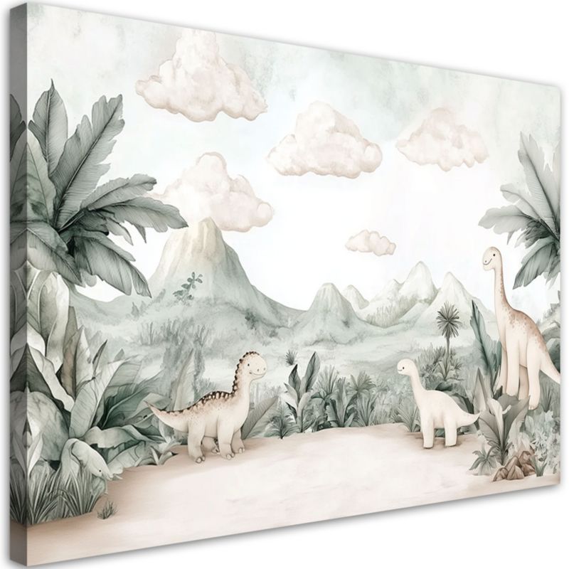 Obraz dla dzieci do pokoju Feeby Dinozaury Jurajski świat w pastelach 90x60cm 1szt