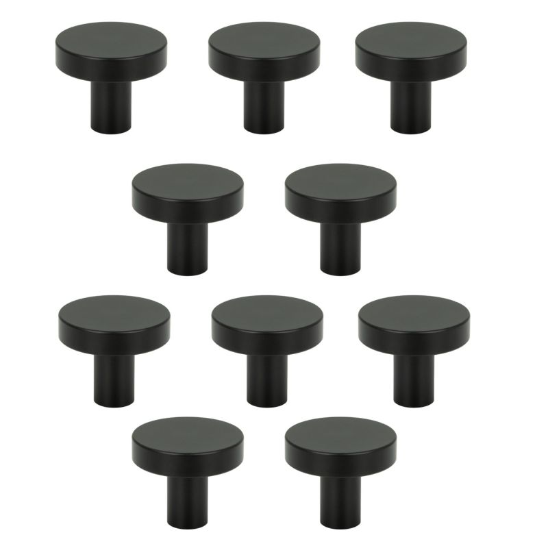 10 x Gałka meblowa okrągła metalowa czarna 10 szt