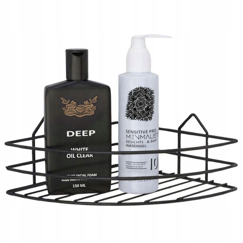 Półka łazienkowa narożna Rodeno czarna samoprzylepna metalowa 1 szt.