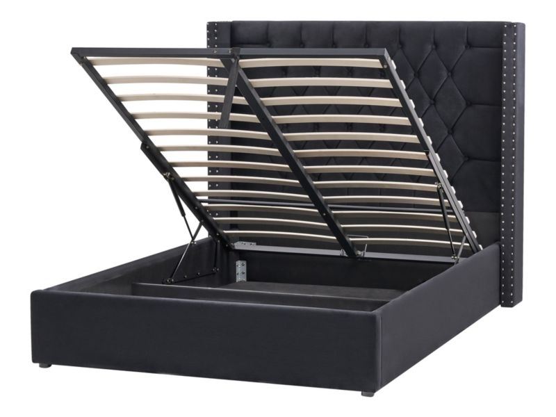 Łóżko z pojemnikiem Welur Lubbon 140 x 200 cm Czarny 1 szt.
