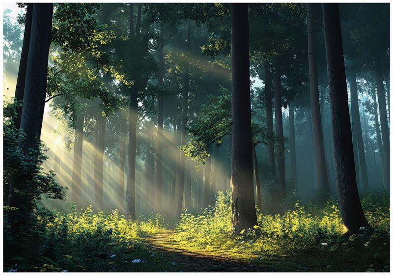 Fototapeta Do Salonu Las Słoneczny 3D WALLARENA 400x280 cm Tapeta Do Sypialni Salonu Na Flizelinie 1 szt.