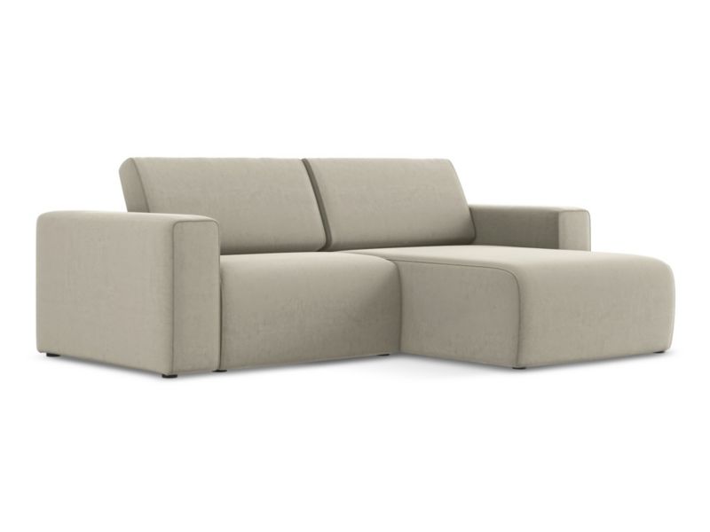 Narożnik prawostronny LaMiaSofa CASERTA z tkaniny welwetowej 224x167 cm perłowy 1 szt.