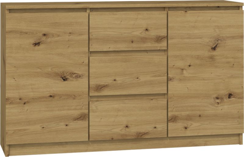 Komoda Topeshop 2D3S 120 Drzwi Szuflady Dąb Artisan 40x120x75 cm 1 szt.