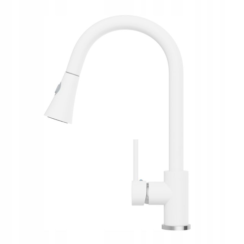 Bateria Kuchenna Stojąca Granitan Snake Biała Bateria Z Wyciąganą Wylewką 1 szt.