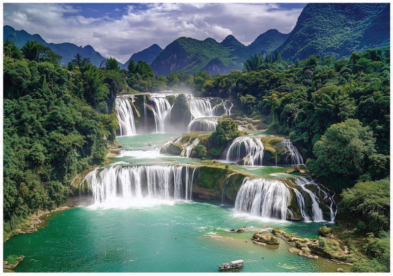 Fototapeta Do Sypialni Salonu 3D Wodospad Krajobraz Natura WALLARENA 300x210 cm Tapeta Na Ścianę 1 szt.