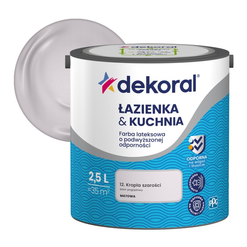 Farba kolorowa Dekoral Łazienka & Kuchnia kropla szarości 2,5 l