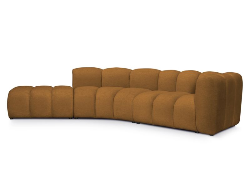 Narożnik prawostronny LaMiaSofa NAPOLI z tkaniny szenilowej 335x166 cm musztardowy 1 szt.