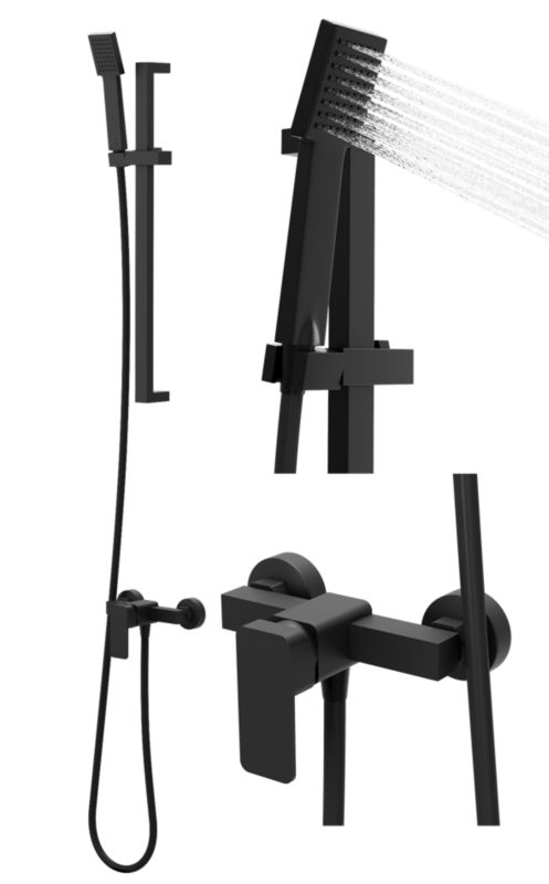 Zestaw Natryskowy Czarny Bateria Z Prysznicem Słuchawka Drążek Granitan Veri ZN3 1 szt.