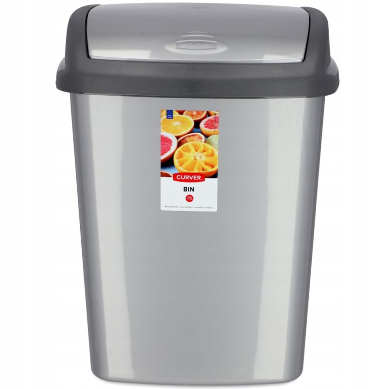 Kosz na śmieci uchylny Curver Dominik 25L, grafitowy
