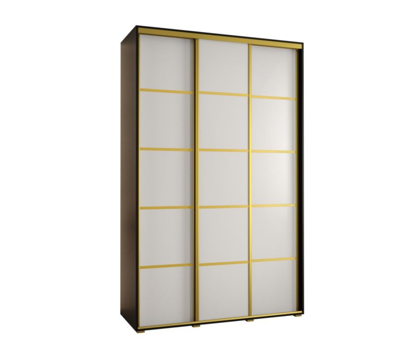 Szafa przesuwna Abiks DAVOS 4 wysoka szer.150cm gł.45cm czarny/biały/złoty 1szt.