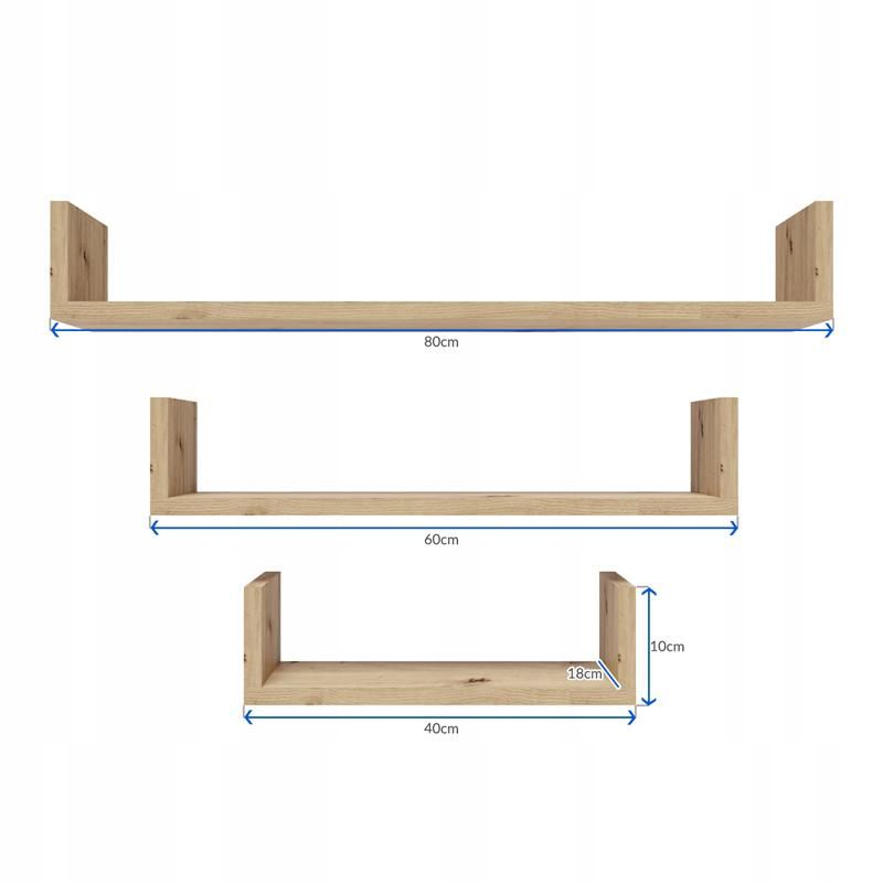 Półka Matkam wisząca DUŻA EX3 dąb artisan 3 szt.