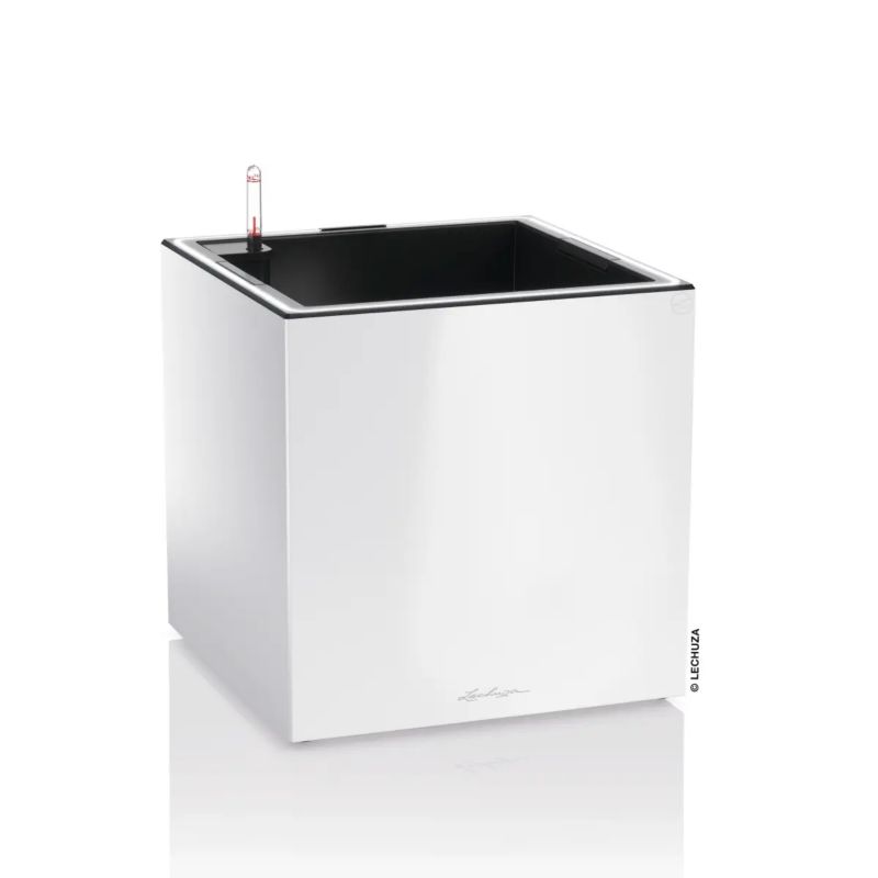 Doniczka Lechuza Do Domu Na Taras CANTO Kostka 40 LED biały połysk 1 szt