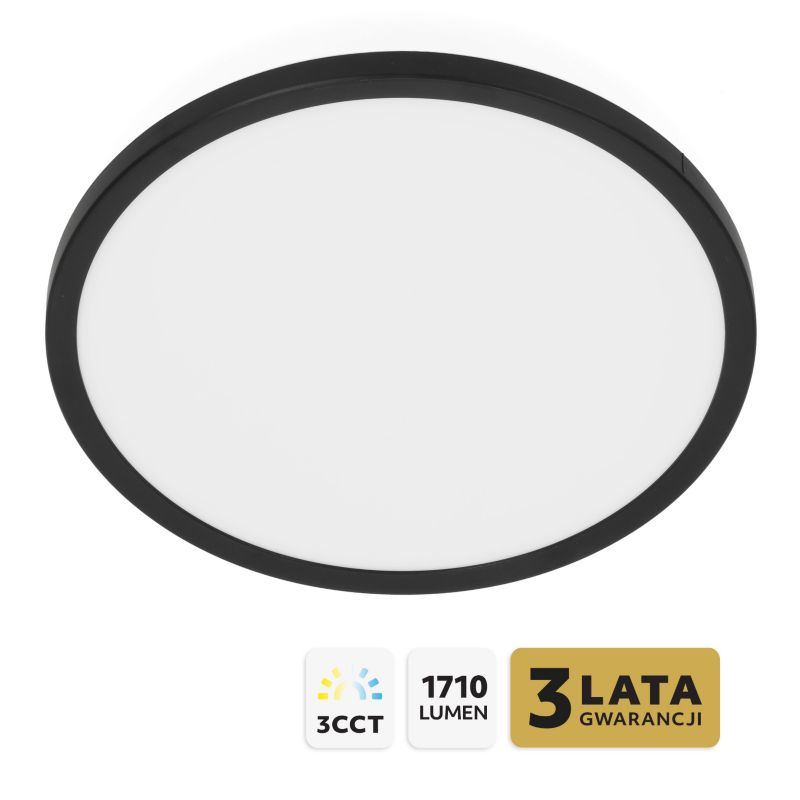 Plafon LED Kobi okrągły 18W 3cct IP54 czarny 1szt.