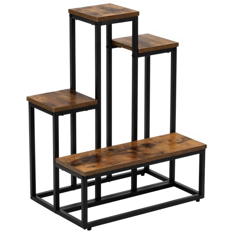 Kwietnik metalowy Bauerkraft piętrowy stojak na 6 kwiatów dąb rustykalny 1 szt.