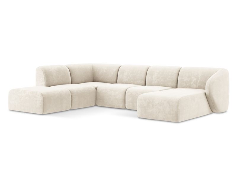 Sofa panoramiczna LaMiaSofa CERVO z tkaniny szenilowej 325x236 cm jasny beż 1 szt.