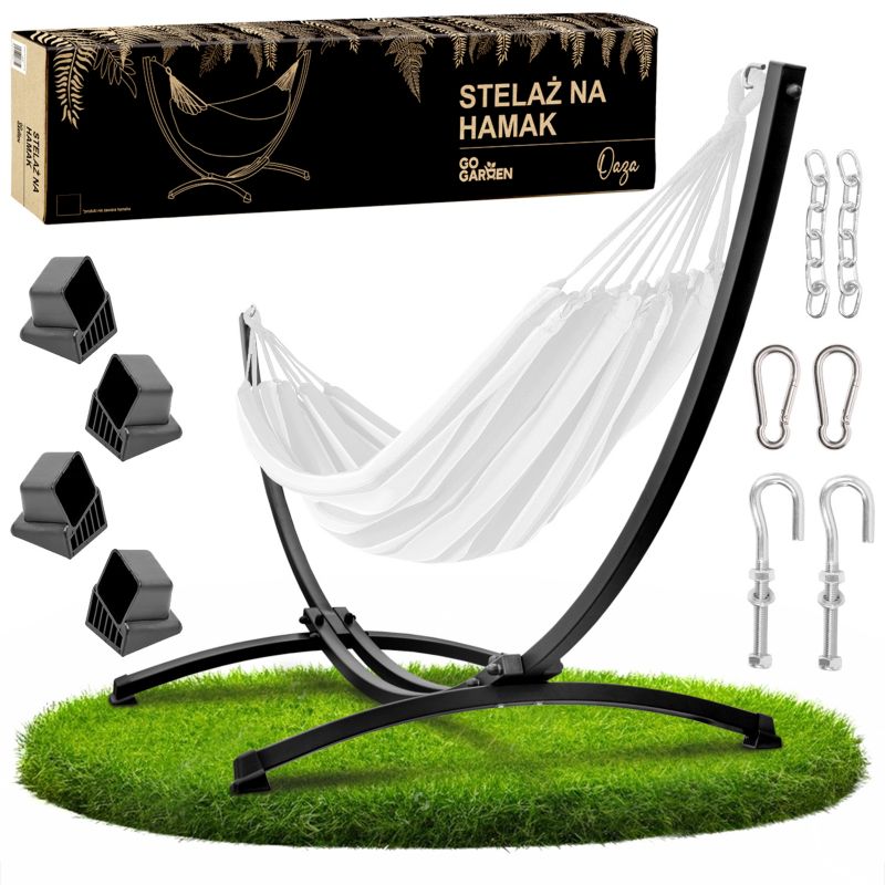 Stelaż Do Hamaka Czarny, Stojak Na Hamak Ogrodowy Dwuosobowy Metalowy