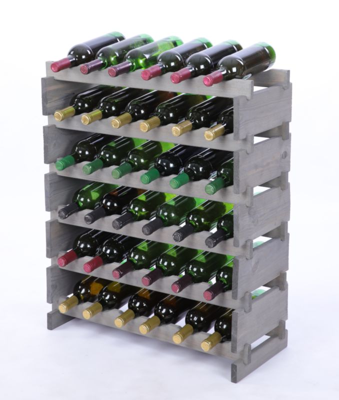 Stojak na wino MODO24 regał modułowy na butelki 6 leżni x 6 butelek montaż bez narzędzi impregnacja szara 1 szt.