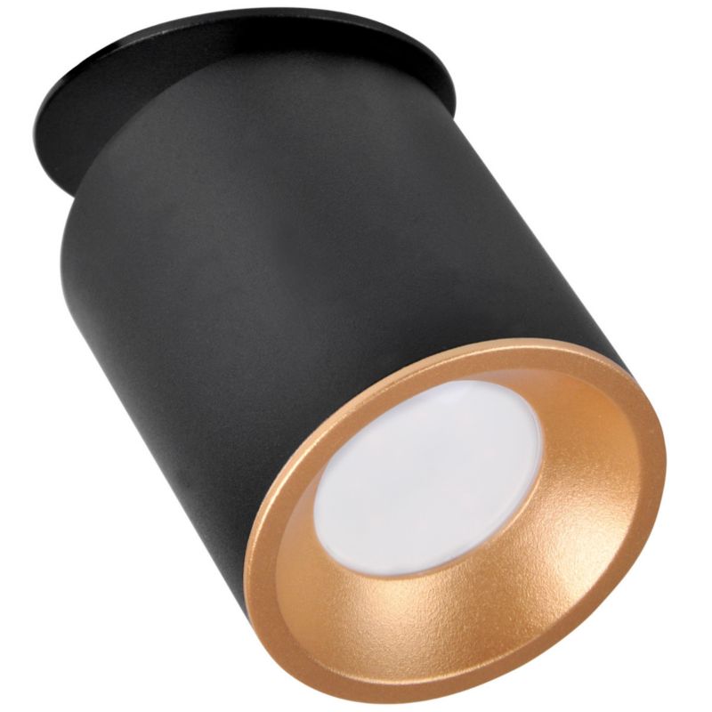 Oprawa wpuszczana Polux Haron czarno-złota ruchoma 1 x GU10 x 10W IP20 wym: 14,4 x 8,2 x 8,2 cm okrągła - 1 szt.