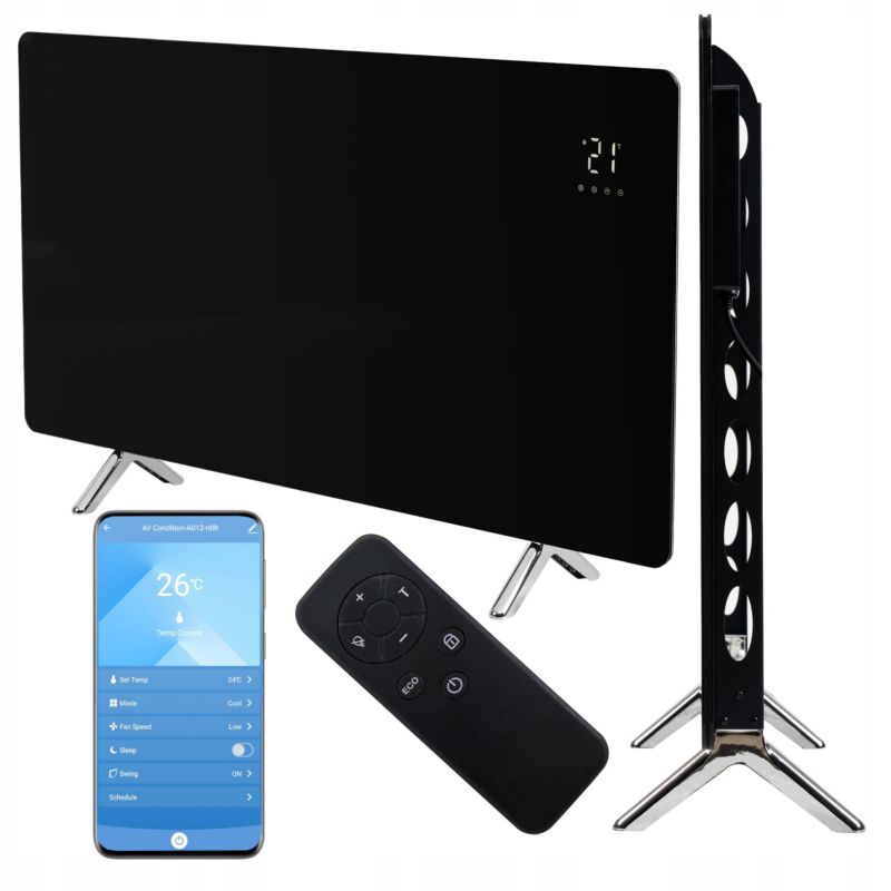 Grzejnik na podczerwień Corciano Czarny 720W Szklany 1szt.