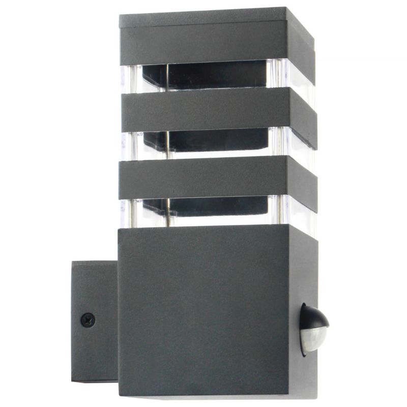 Kinkiet zewnętrzny z czujnikiem Polux Teksas grafit 1 x E27 x 12W IP44 wym: 20 x 9 x 12 cm - 1 szt.