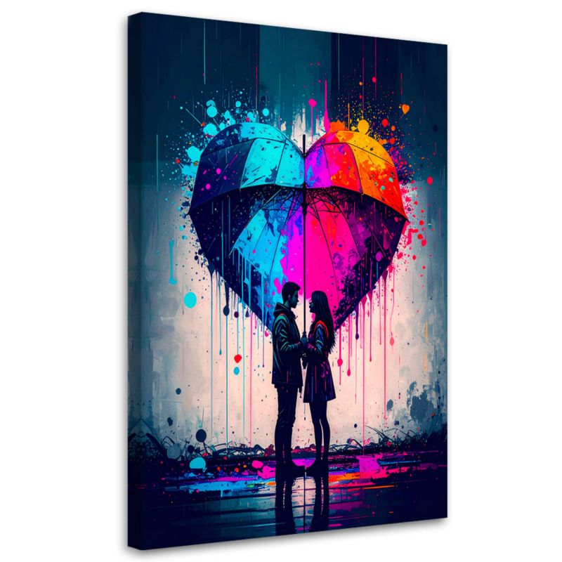 Obraz do sypialni salonu Feeby Para Miłość Serce Parasol 40x60cm 1szt