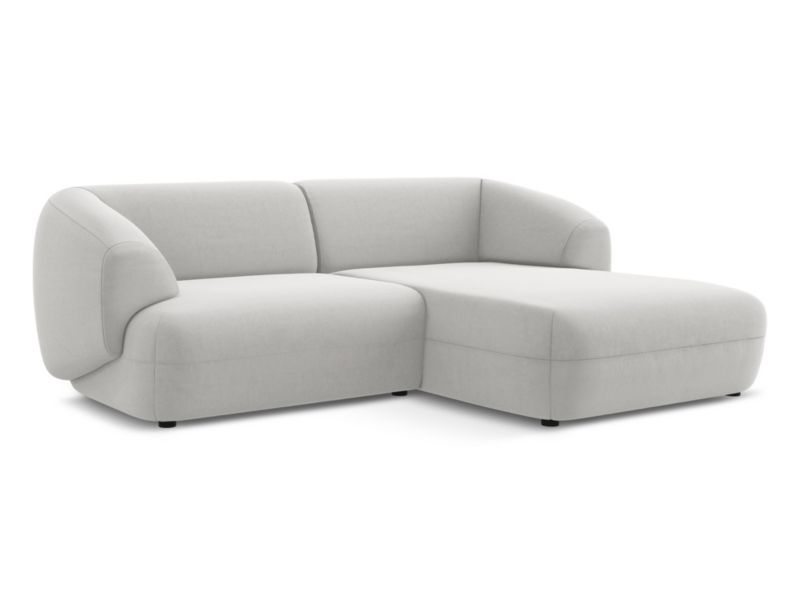 Narożnik prawostronny LaMiaSofa RIMINI z tkaniny welwetowej 230x98 cm srebrny 1 szt.