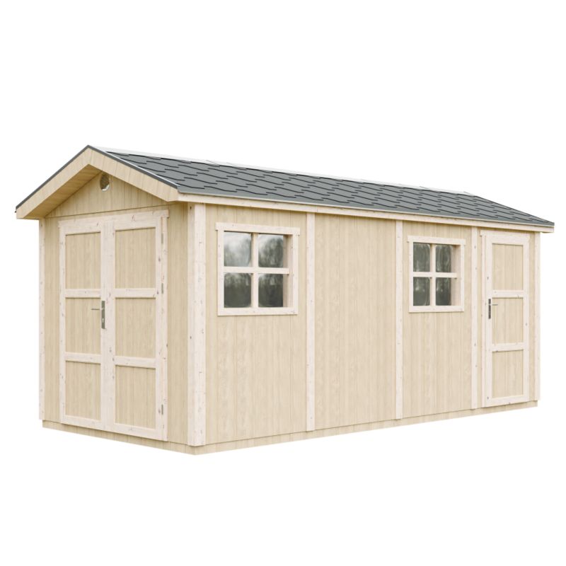 Domek ogrodowy TIMBELA M915C 8,52+2,95 m² LP Smartside z podłogą i gontem bitumicznym 1 szt.