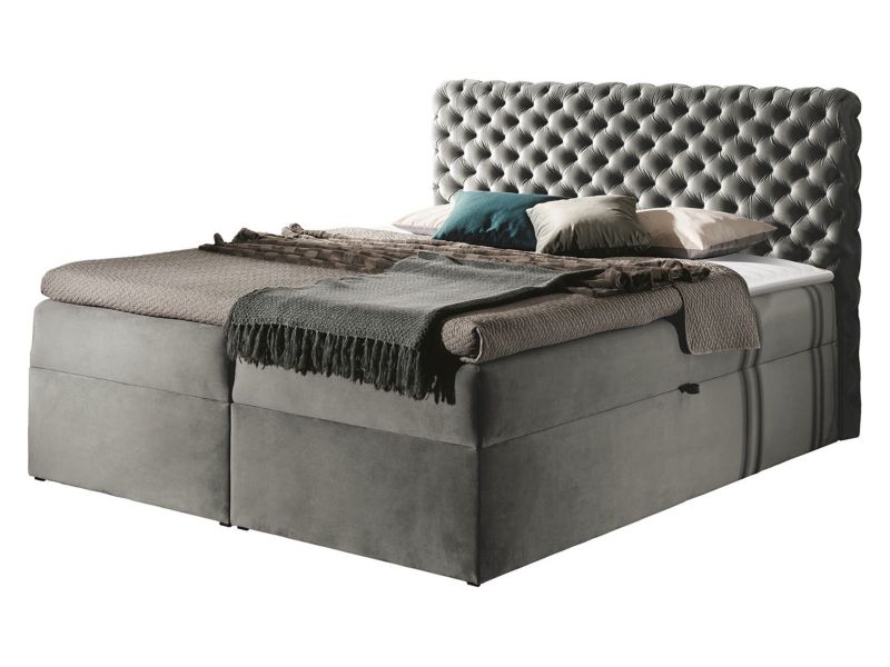 Łóżko kontynentalne MIRJAN 24 Chesterfield 160x200 platynowy szary 1 szt.