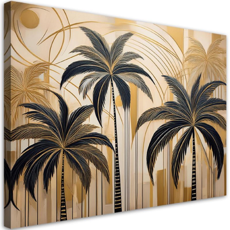 Obraz do salonu Feeby Tropikalne Palmy Złoty 60x40 cm 1szt