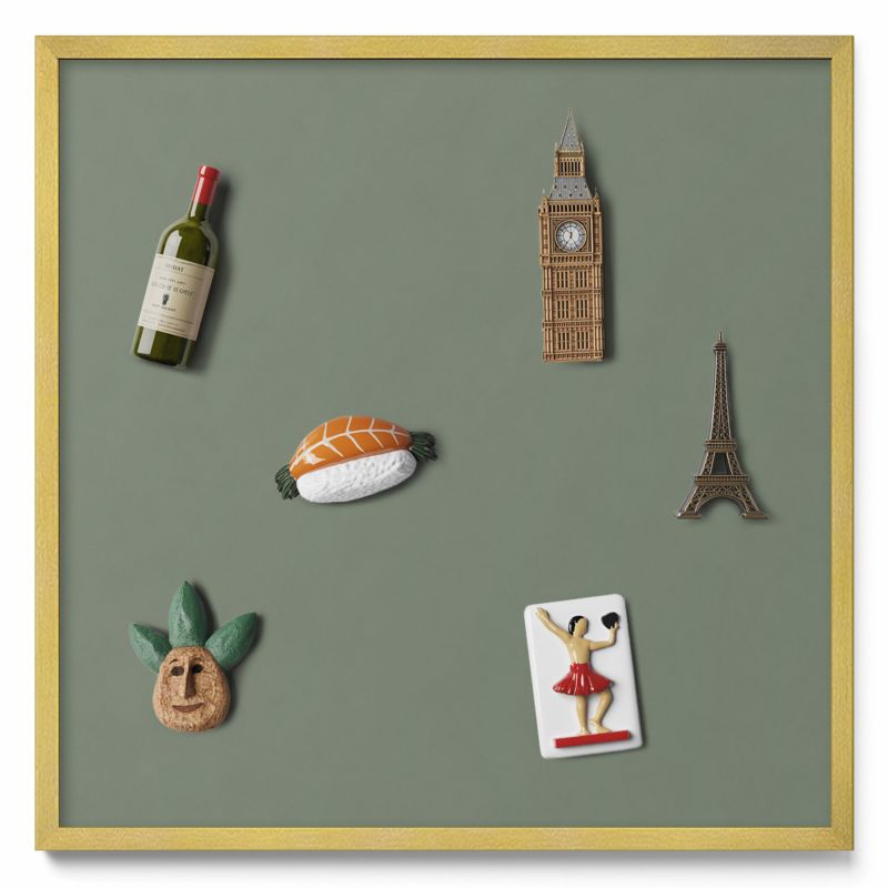 Tablica magnetyczna na ścianę Tulup 50x50 cm Kolor oliwkowy w złotej ramie 1 szt.