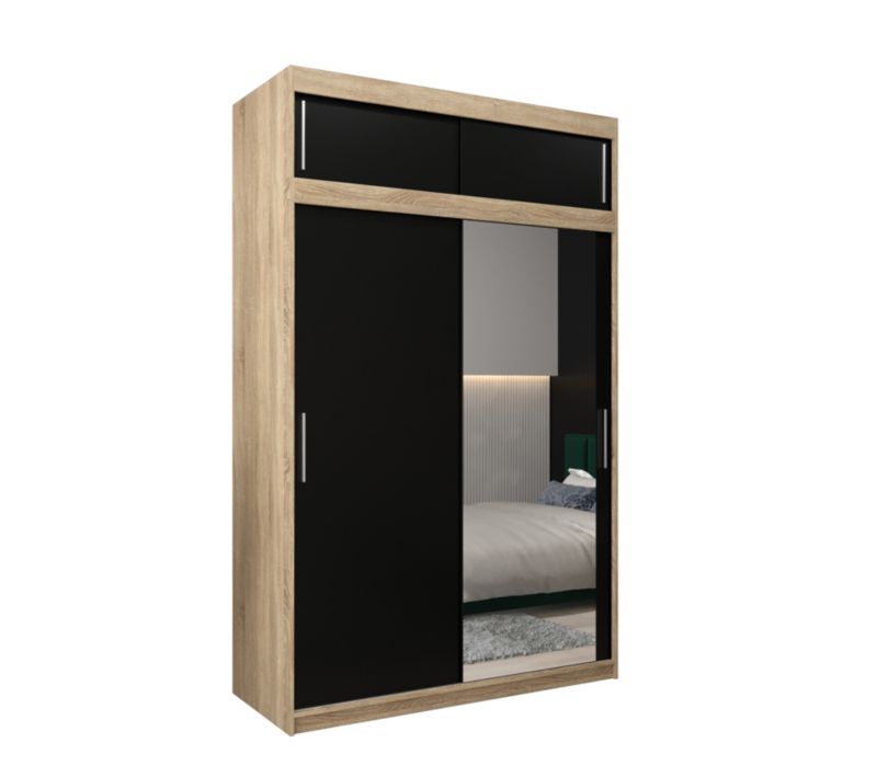 Szafa przesuwna Garderoba Abiks Tokyo 2 150 sonoma + czarny z nadstawką 1 szt.