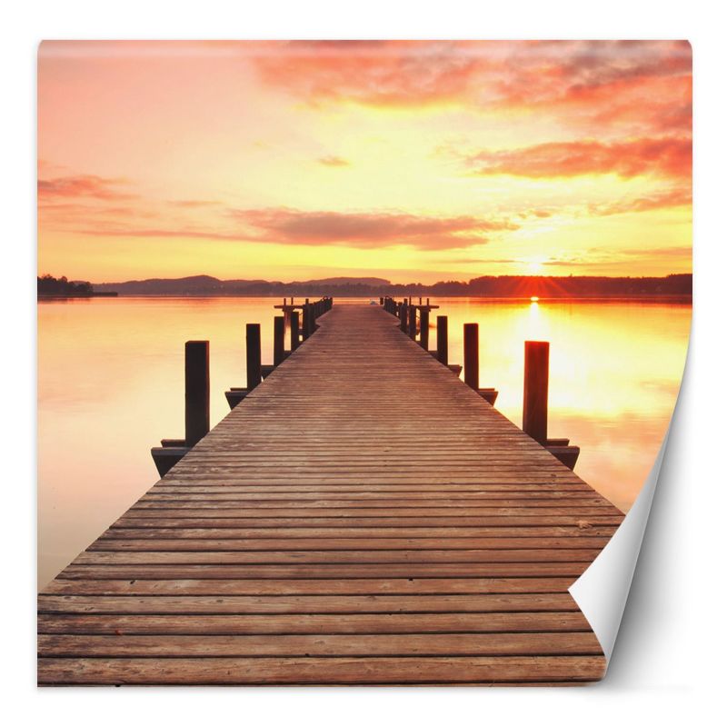 Fototapeta Feeby Pomost nad jeziorem zachód słońca 100x100 1 szt