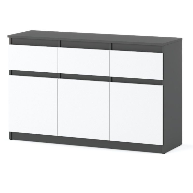 Komoda Hurtownia-Mebli Szuflady 3 Oleksa 3D3SZ 120cm Szary Mat Biały Mat 120x35x75 cm 1szt.