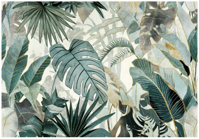 Fototapeta WALLARENA Do Sypialni Salonu Na Flizelinie Liście Abstrakcja Dżungla Zielony 368x254 cm 15932V8 1 szt.