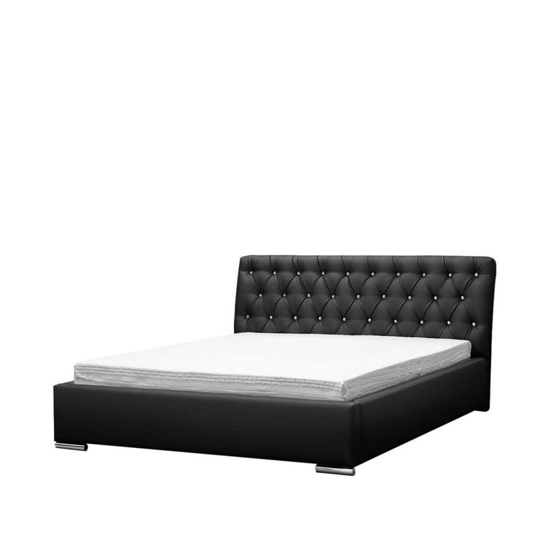 Łóżko tapicerowane MIRJAN 24 Retro 180x200 czarna ekoskóra 1 szt.