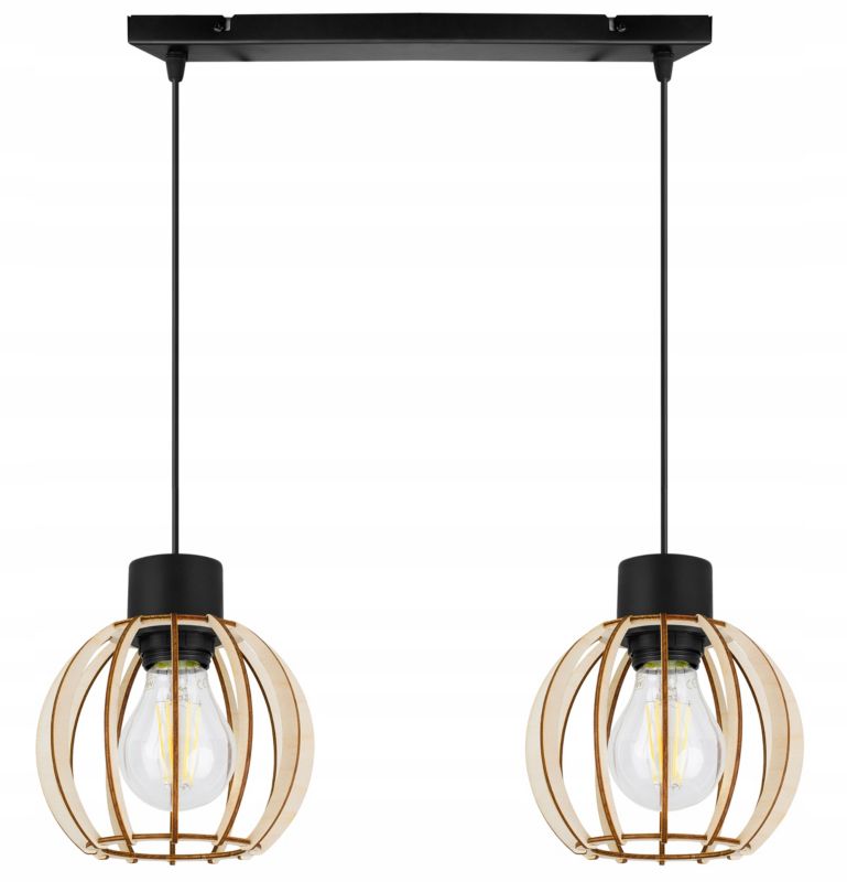 Lampa sufitowe wisząca Light Home LH Timber 2x E27 60W kula drewno 16cm 1szt.