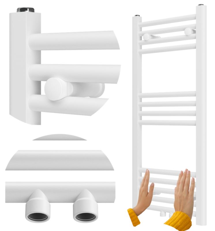 Grzejnik Łazienkowy Granitan Raven 90/40cm Biały Kaloryfer Drabinkowy 1kpl.