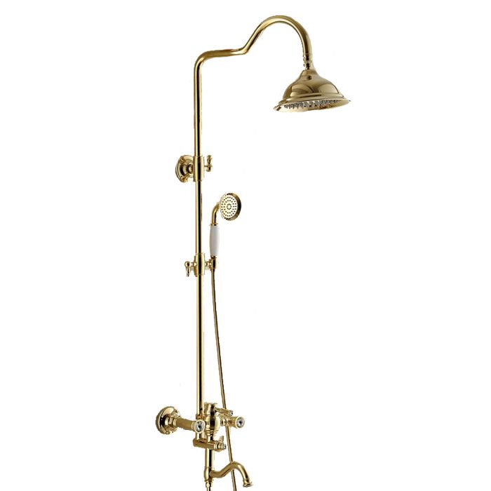 Bateria prysznicowa Lauferi EPHERA mosiężna z deszczownicą złota retro 1 szt.