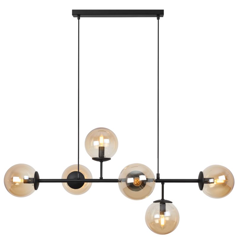 Lampa sufitowa wisząca Light Home LH Siena 6x E14 40W czarny klosz miodowy 1szt.