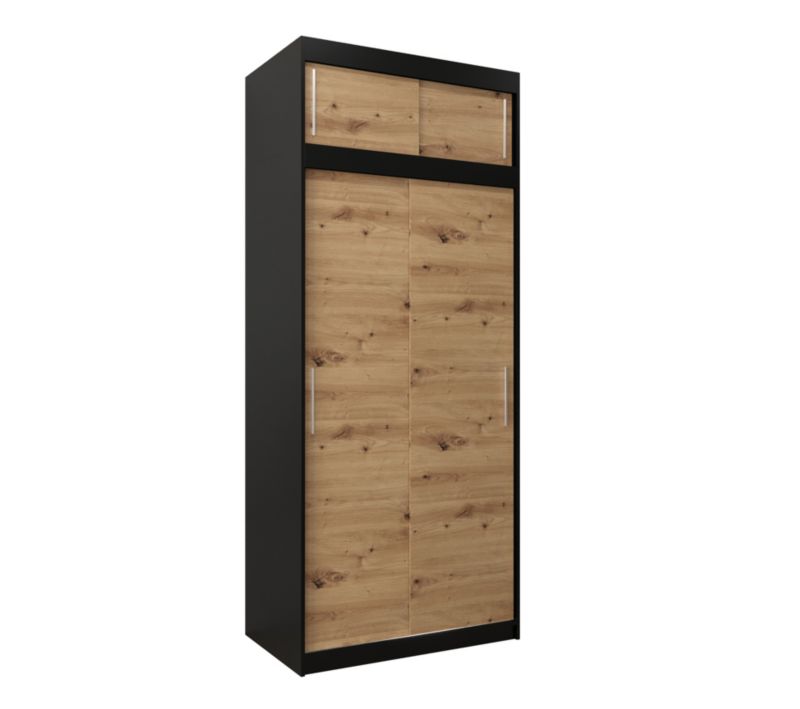 Szafa przesuwna Garderoba Abiks Tokyo 100 czarny + artisan z nadstawką 1 szt.
