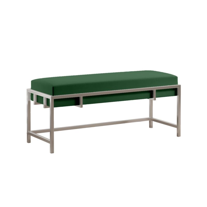 Ławka tapicerowana Bettso Lamo 80 cm nowoczesna w tkaninie royal velvet na chromowanym stelażu zielony 1szt.