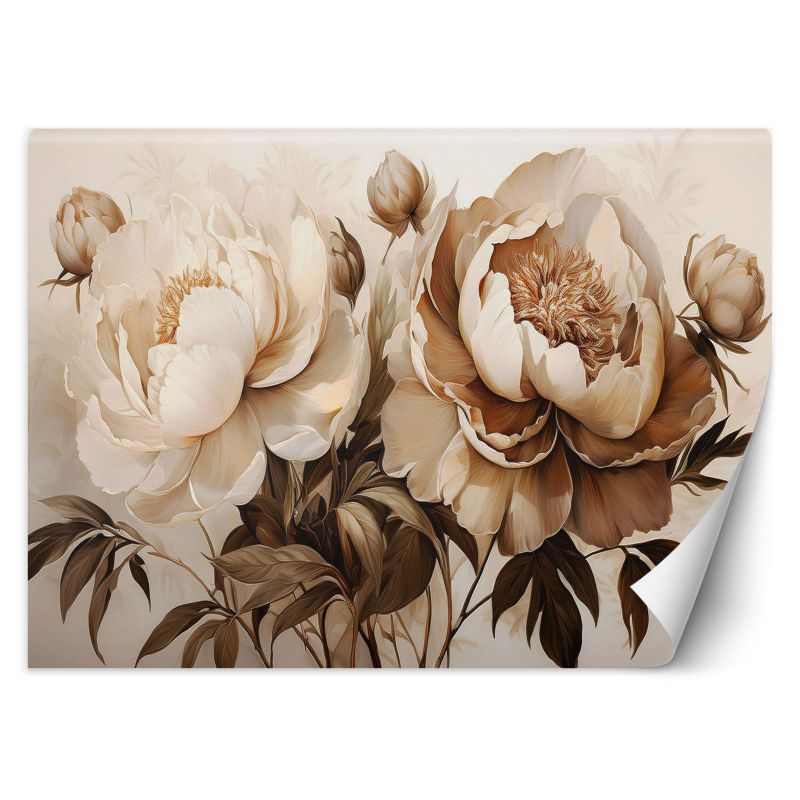 Fototapeta Feeby Piwonie Peonie Kwiaty w Beżu 150x105 1 szt