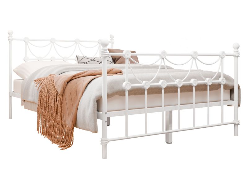 Łóżko metalowe Takezi 120x200 cm biały 1 szt.