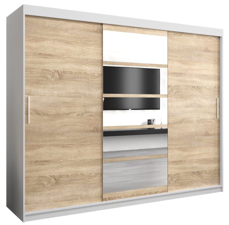 Szafa przesuwna Abiks ROMA 1 250 biały mat + sonoma 1 szt.