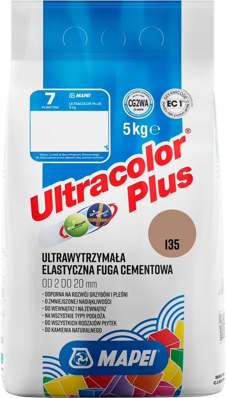 Fuga elastyczna Mapei Ultracolor Plus 135 złoty piasek 5 kg