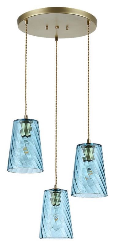 Lampa wisząca Rabalux Azurine 2275 złoto-niebieska nowoczesna 3xE27 x 1 szt.