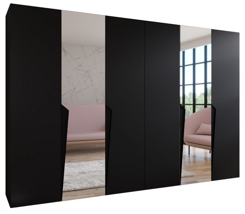 Szafa uchylna z lustrem otwierana Abiks PIANO 2 300 (2x150) wys 202 cm Czarny + Czarny 1 szt