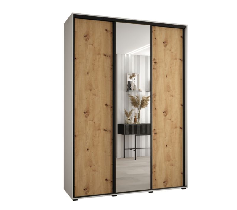 Szafa przesuwna Abiks DAVOS 3 wysoka szer.170cm gł.60cm biały/artisan/czarny 1szt.