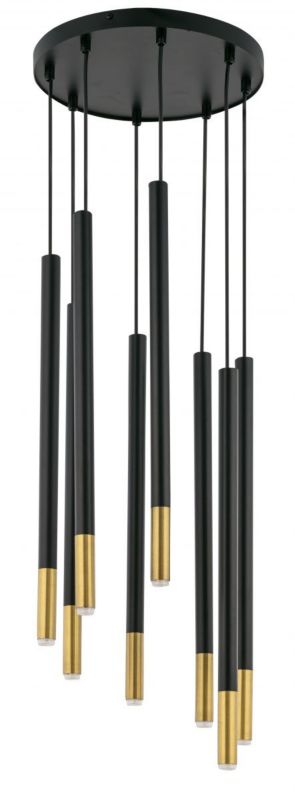 Lampa wisząca Sigma Lighting Sopel Due 3773 czarno-złota dekoracyjna 8xG9 x 1 szt.